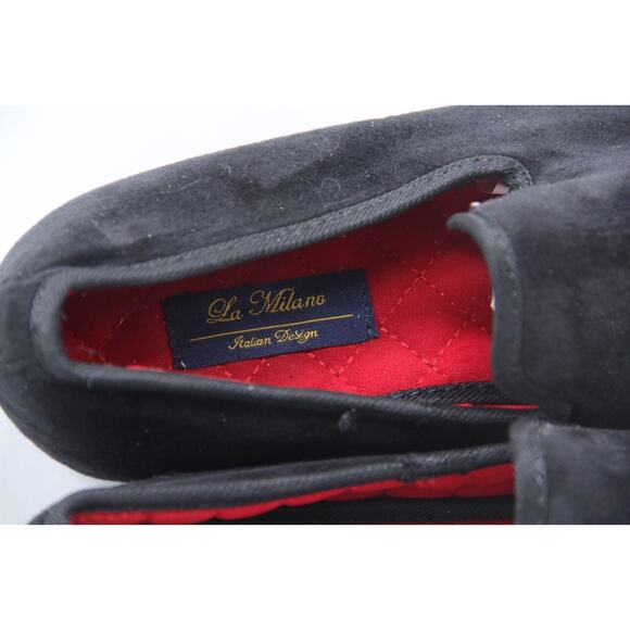 La Milano Leonard Loafers Shoes Mens Size 10 Black Velvet Slip On Dress Quilted main image 5